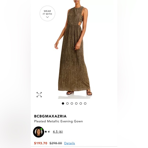 BCBG metallic pleaded dress - Picture 2 of 6